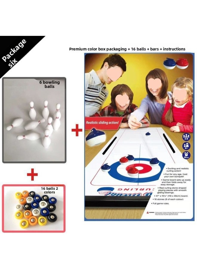 Table Curling Toy Family Party Game Tabletop Ice Hockey Curling Board Game Children's Dryland Sand Curling Bowling Props